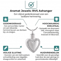 Stalen Ashanger Hart &acirc;&euro;&ldquo; Gedenkhanger Zilverkleurig Zonder Ketting - Unisex