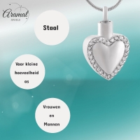 Stalen Ashanger Hart &acirc;&euro;&ldquo; Gedenkhanger Zilverkleurig Zonder Ketting - Unisex