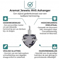 Stalen Ashanger Hart met Grote Steen &acirc;&euro;&ldquo; Hartvormig Gedenksieraad - Transparant - U