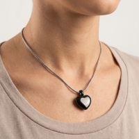 Hartvormige Stalen Asbedel Zwart &acirc;&euro;&ldquo; 17mm Gedenksieraad - Unisex