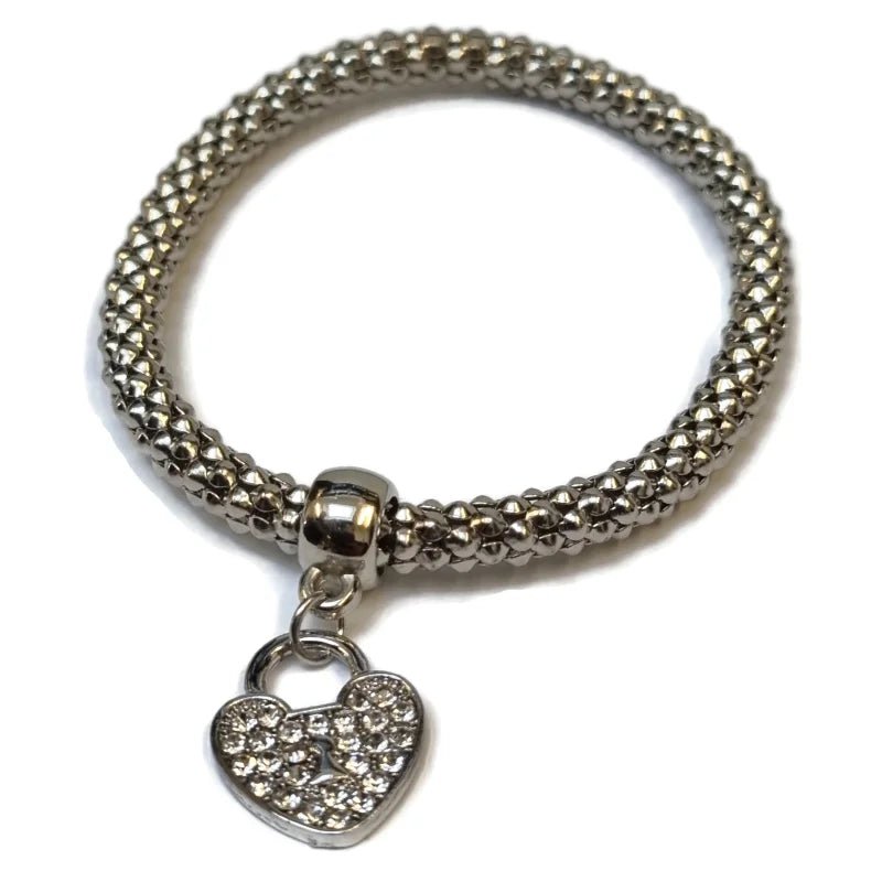 Popcorn Hartje Stalen Armband Rekbaar - Dames