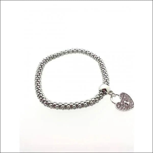 Popcorn Hartje Stalen Armband Rekbaar - Dames