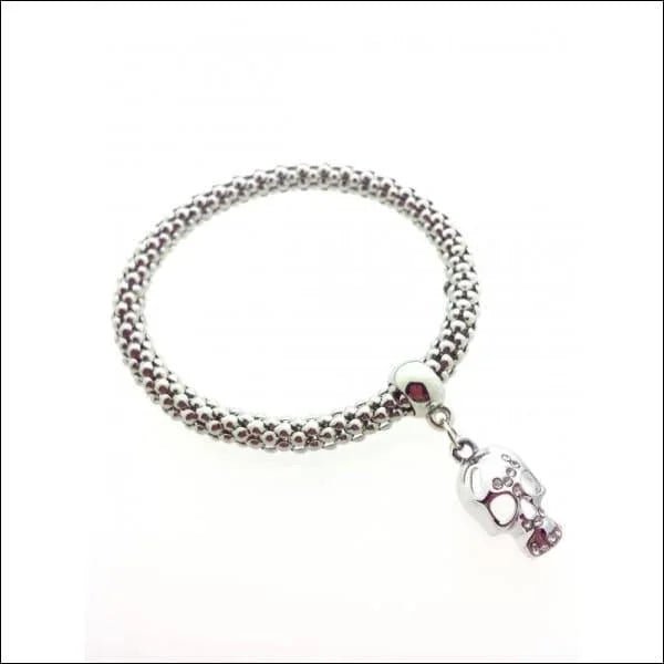 Stalen Armband Doodskop Popcorn Kristallen - Dames