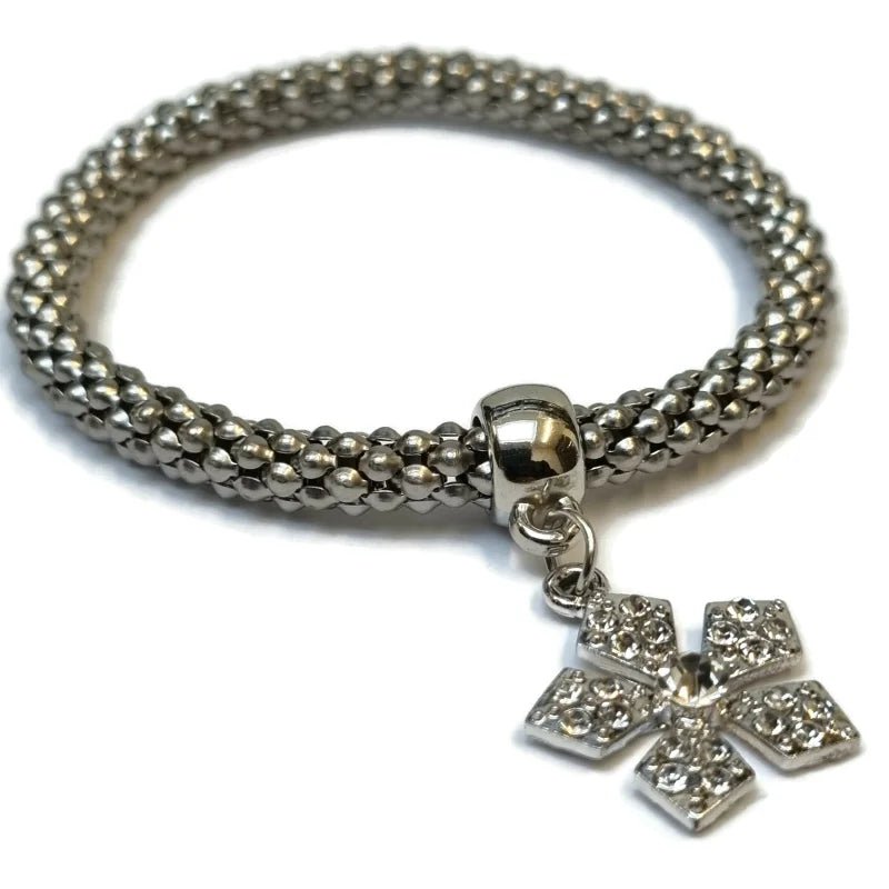 Stalen Armband Popcorn Bloem - Dames