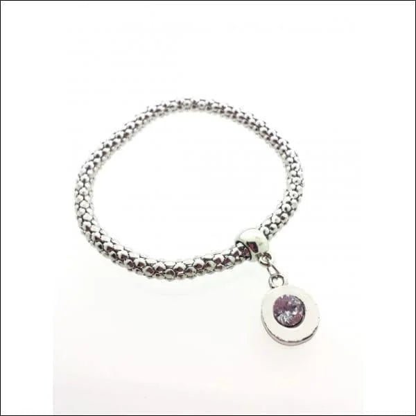 Stalen Popcorn Armband met Grote Kristal