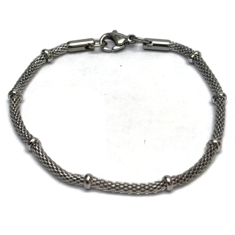 Zilverkleurige Stalen Armband Mesh 17 Cm