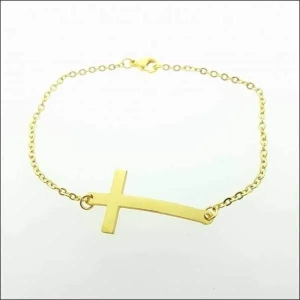 Trendy Goudkleurige Stalen Kruisarmband