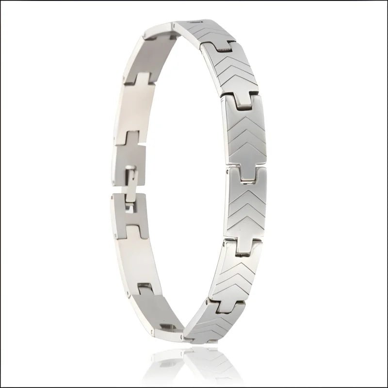 Zilverkleurige Stalen Armband 21cm met Streepjes