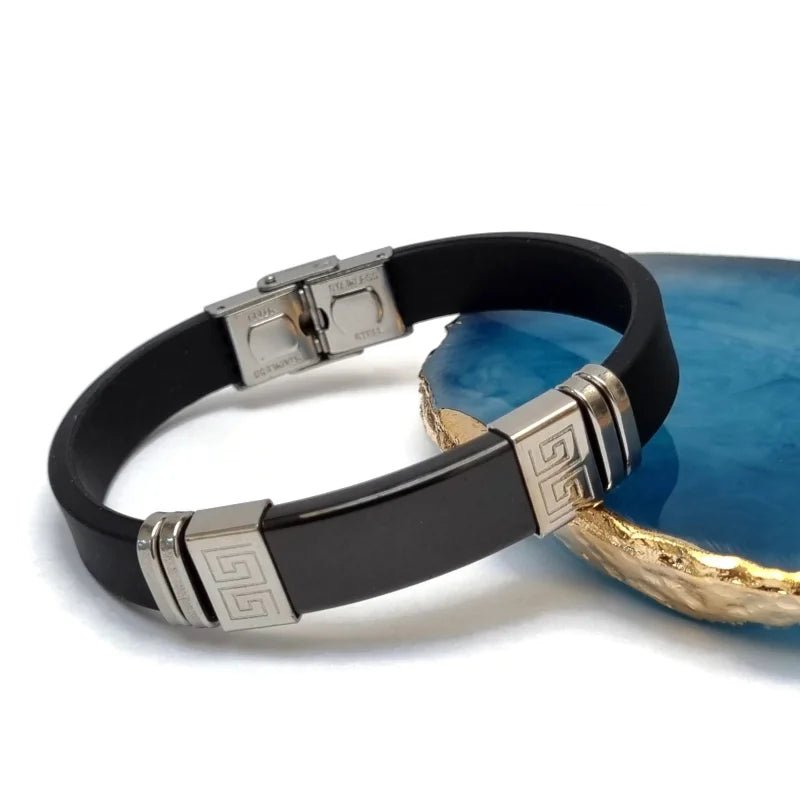 Stijlvolle Siliconen Armband met Rvs Accenten - Heren