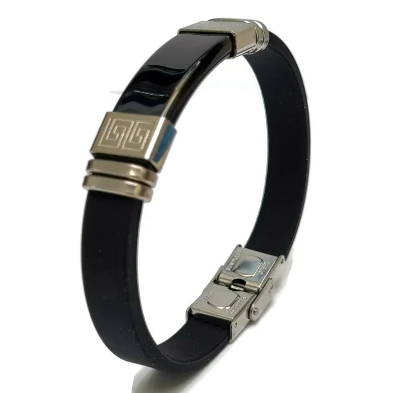 Stijlvolle Siliconen Armband met Rvs Accenten - Heren