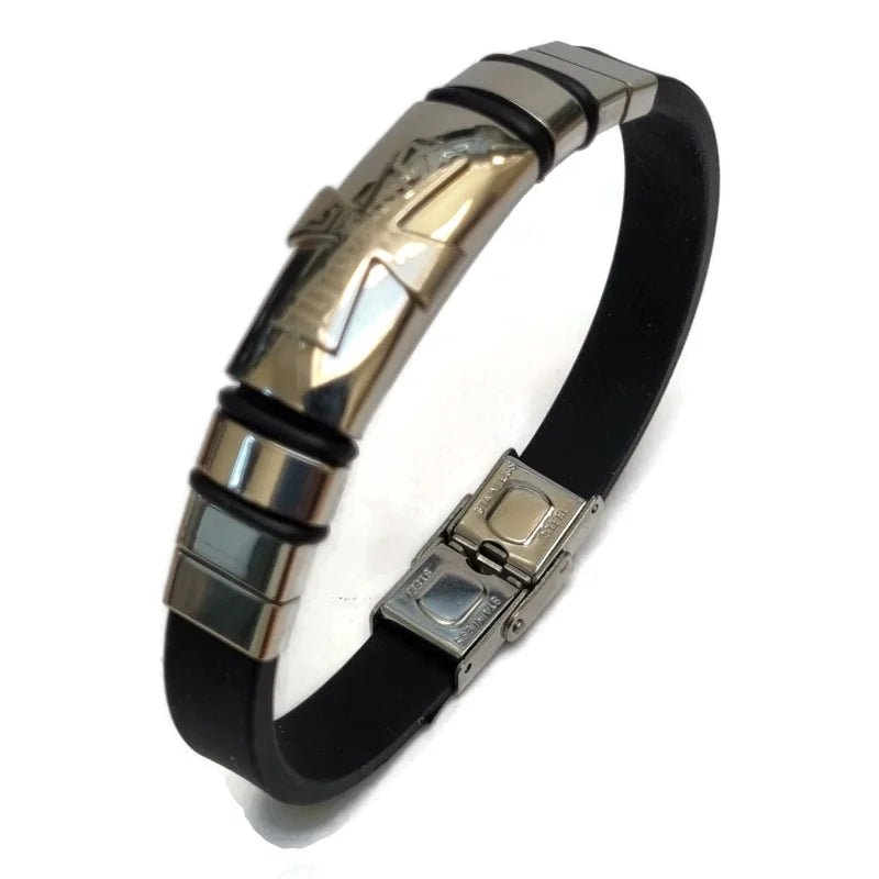 Stoere Siliconen Armband met Stalen Accenten