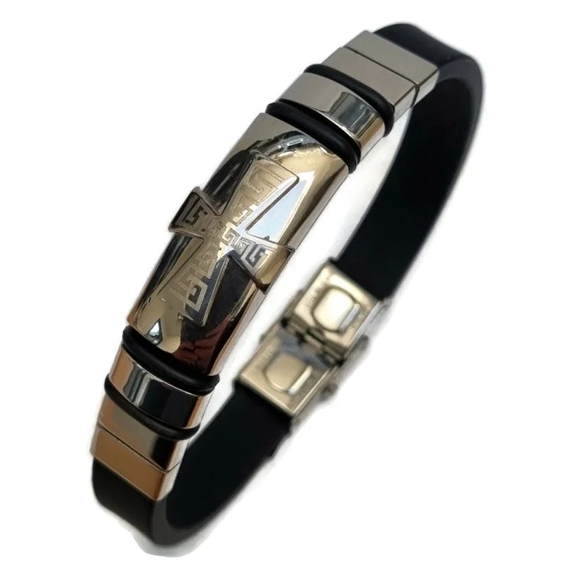 Stoere Siliconen Armband met Stalen Accenten