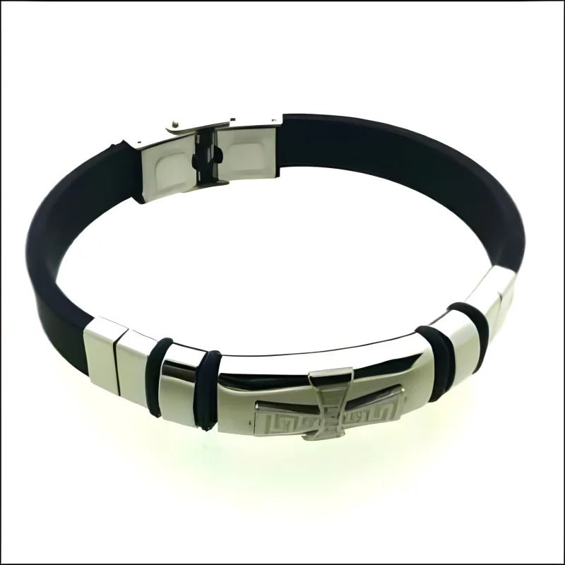 Stoere Siliconen Armband met Stalen Accenten