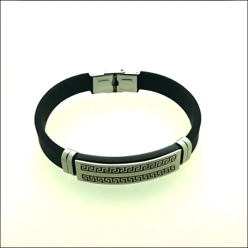 Stoere Siliconen Armband met Rvs Accenten