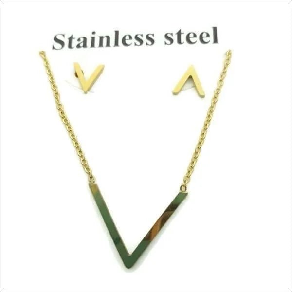 GOuden Rvs Sieradenset: Oorbellen en Ketting&acirc;&euro;&trade;