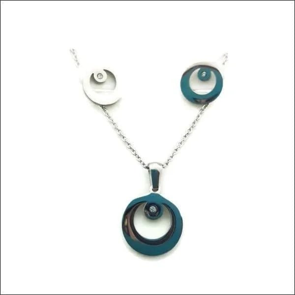 Zilverkleurige Rvs Sieradenset met Zirkonia Steentjes