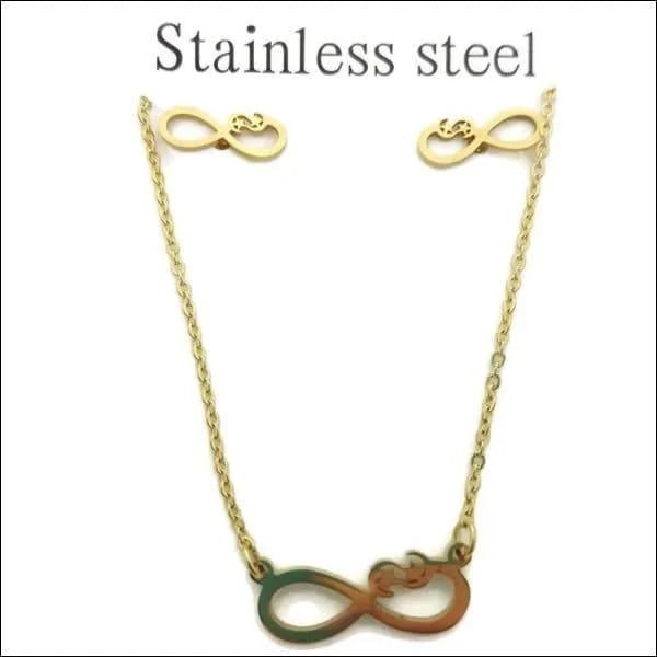 Goudkleurige Infinity Oorbellen en Ketting Set -
