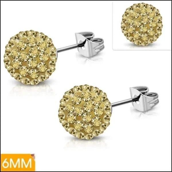 Shamballa Oorbellen Kristallen 8mm Diverse Kleuren - Luxe Oorstekers - 6mm / Creme -