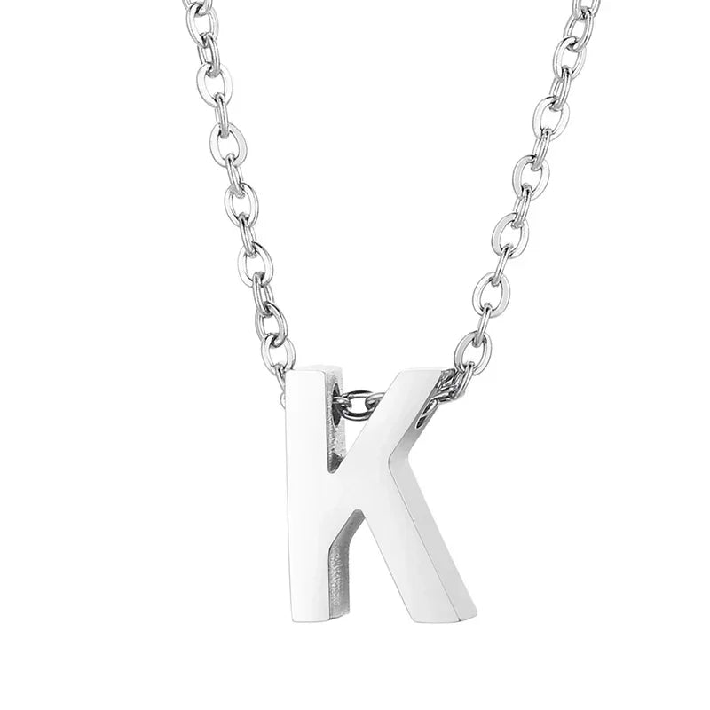 Stalen Initiaal Letterketting Vrouw &acirc;&euro;&ldquo; 45cm Zilverkleurig Gepersonaliseerd - K - D