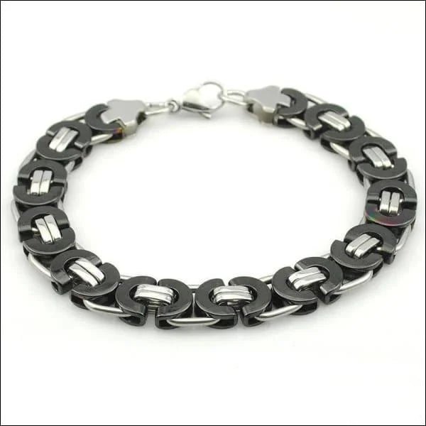 Koningsschakel Armband Zwart-zilver RVS - Heren