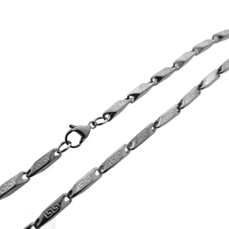 Stalen Bamboo Ketting Zilverkleurig &acirc;&euro;&ldquo; Unieke Schakelketting RVS Unisex - Unisex