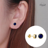 RVS oorbellen met donkerblauwe zirkonia &acirc;&euro;&ldquo; 6 mm -