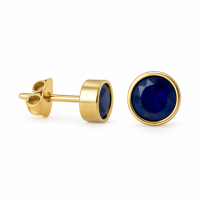 RVS oorbellen met donkerblauwe zirkonia &acirc;&euro;&ldquo; 6 mm -