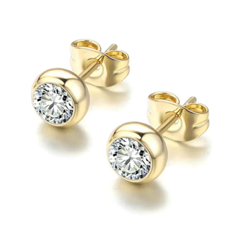 Elegante RVS Oorbellen met Transparante steen -