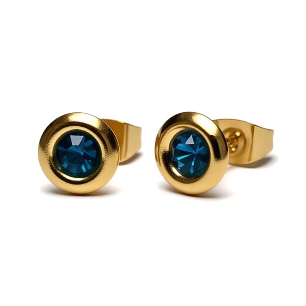 Oorbellen &acirc;&euro;&ldquo; Staal Zeegroene Kristal Goudkleurig (8mm) -