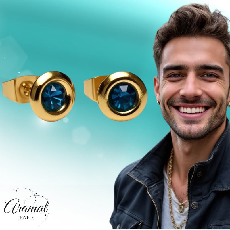 Oorbellen &acirc;&euro;&ldquo; Staal Zeegroene Kristal Goudkleurig (8mm) -
