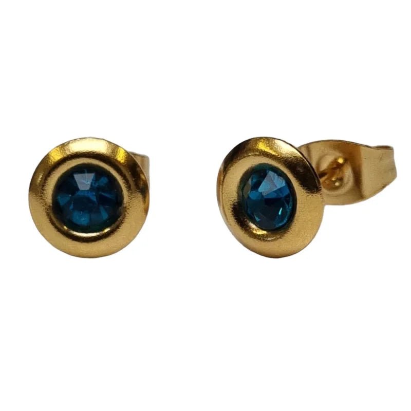 Oorbellen &acirc;&euro;&ldquo; Staal Zeegroene Kristal Goudkleurig (8mm) -