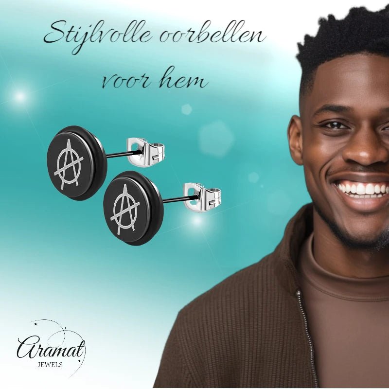 Stijlvolle Anarchie Teken Oorbellen - 8mm -