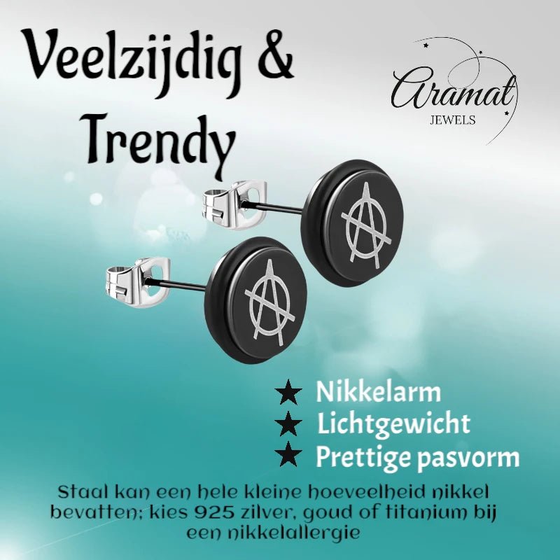 Stijlvolle Anarchie Teken Oorbellen - 8mm -