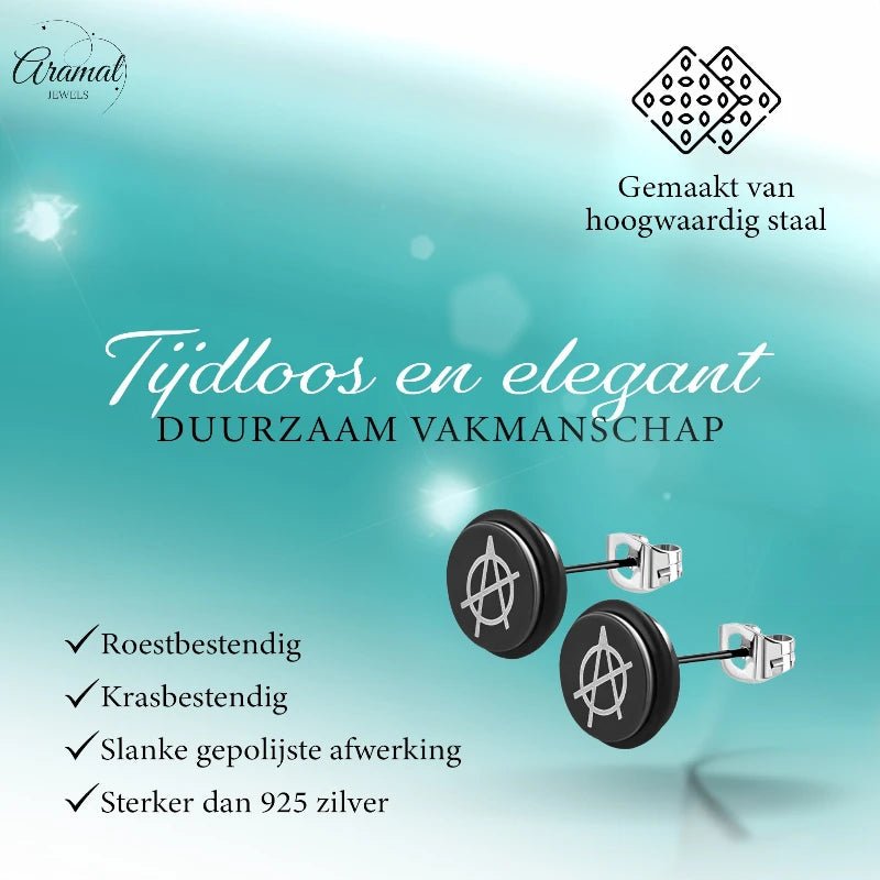 Stijlvolle Anarchie Teken Oorbellen - 8mm -
