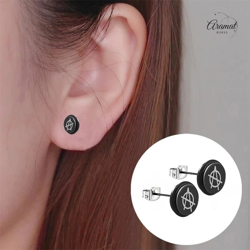 Stijlvolle Anarchie Teken Oorbellen - 8mm -