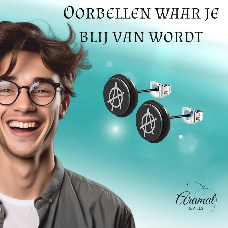 Stijlvolle Anarchie Teken Oorbellen - 8mm -