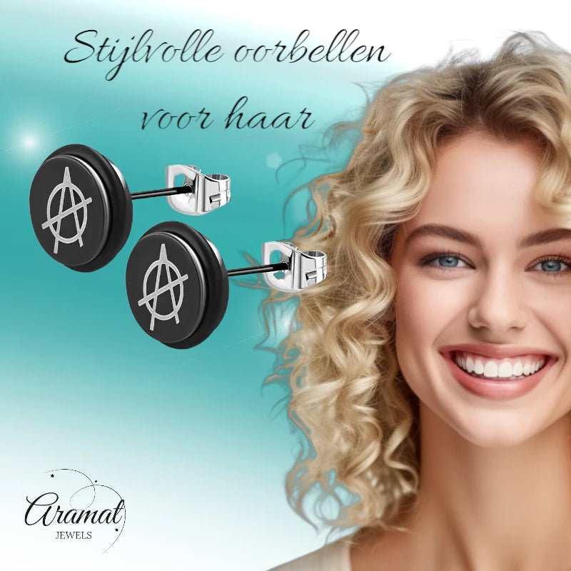 Stijlvolle Anarchie Teken Oorbellen - 8mm -