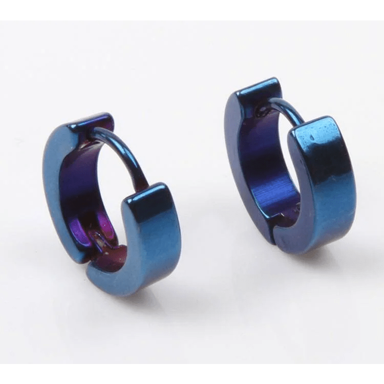 RVS oorringen blauw staal - 14x4mm -