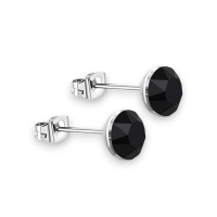 Zwarte Kristal Oorbellen RVS - 3mm -