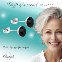 Zwarte Kristal Oorbellen RVS - 3mm -