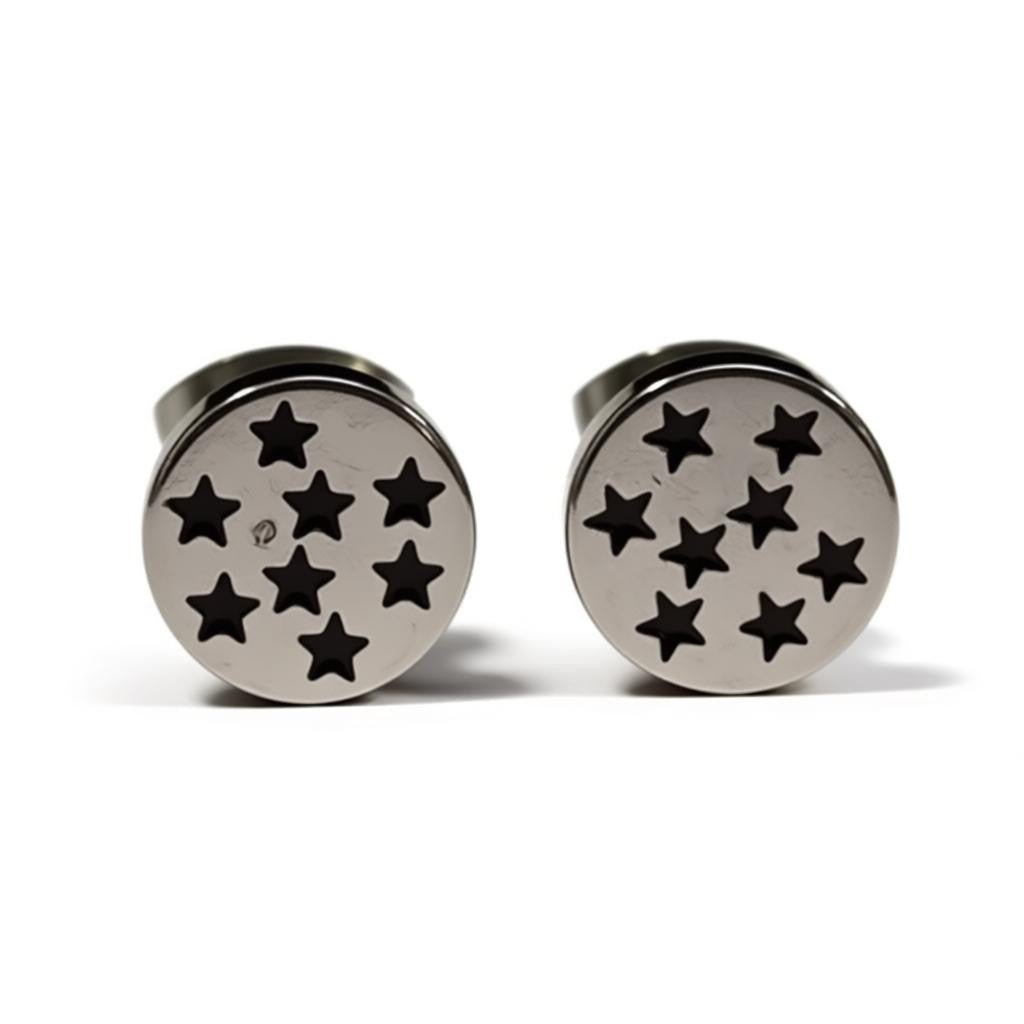 Oorbellen &acirc;&euro;&ldquo; RVS Sterrenpatroon Zilver/Zwart (8mm) - Unisex