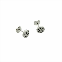 Oorbellen &acirc;&euro;&ldquo; RVS Sterrenpatroon Zilver/Zwart (8mm) - Unisex