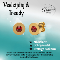 Rode Kristal Oorbellen met goudkleurige Afwerking -