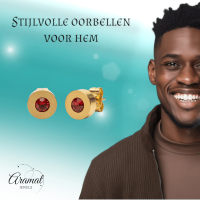 Rode Kristal Oorbellen met goudkleurige Afwerking -