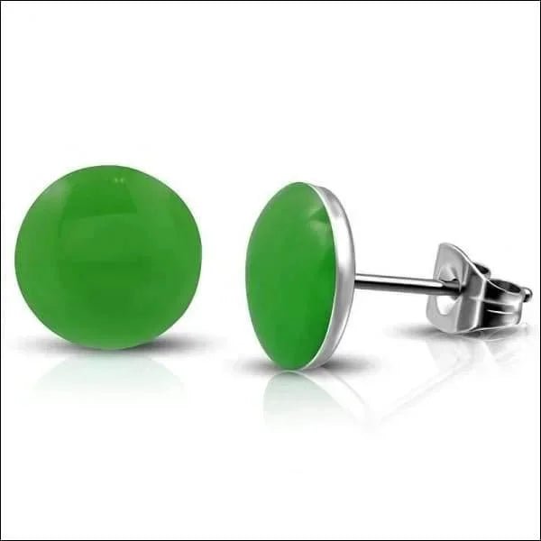 RVS Ronde Oorbellen Kleurrijk Emaille - Vrolijke Oorstekers - 7mm / Groen -