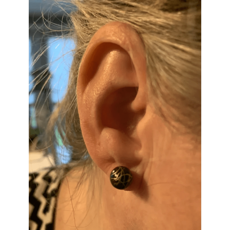 Leuke Ronde Spetter Oorbellen - 8mm / Bruin-Goudkleurig -