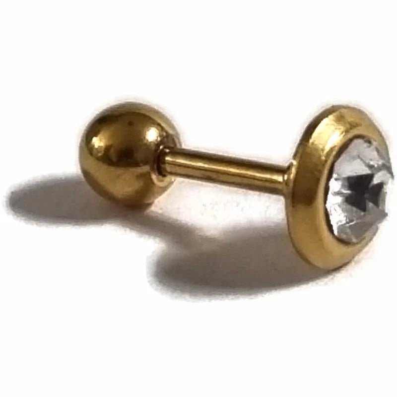 Tragus Piercing goudkleur met Steentje - Unisex