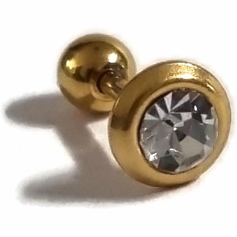 Tragus Piercing goudkleur met Steentje - Unisex