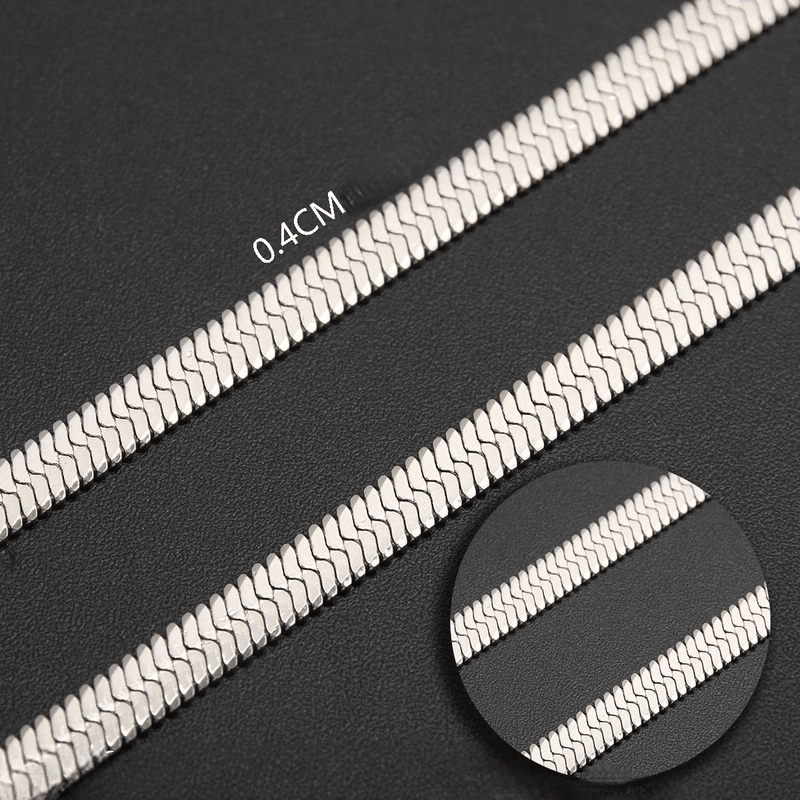 Platte Slangenketting Zilverkleurig Staal &acirc;&euro;&ldquo; Elegante Snake Chain RVS - 4mm / 40cm