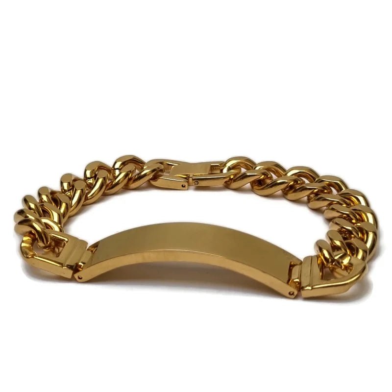 Stalen Goudkleurige Plaatarmband Breed - Unisex